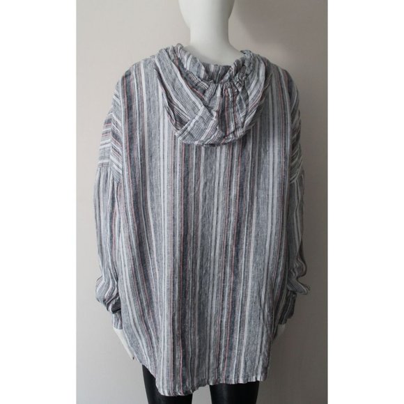Free People x CP Shades Alex Stripe Hoodie Size Medium Lightweight Tunic - Picture 6 of 10